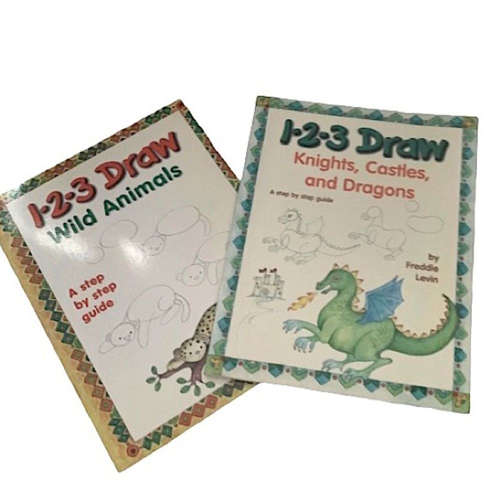 1-2-3 Draw Drawing Books (Dinosaurs & Animals)